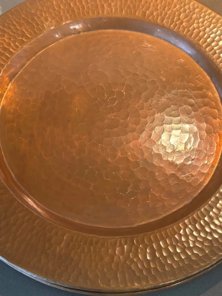 Vintage Hammered Copper Charger & Plate Set - 7pc - photo 4