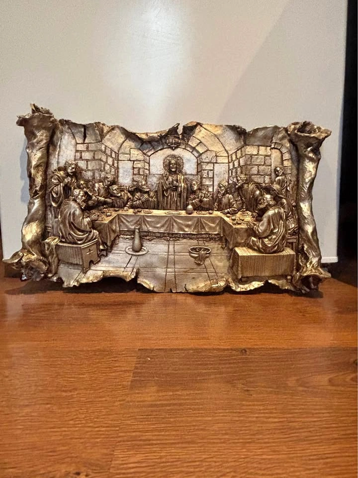 Da Vinci Last Supper Bronze Bas Relief Sculpture Wall Art