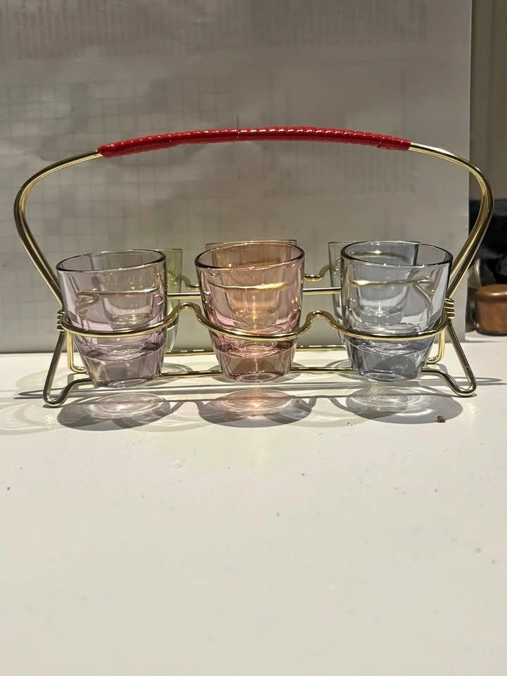 Vintage Shot Glass Set 1950s Rockabilly Retro Mid Century
