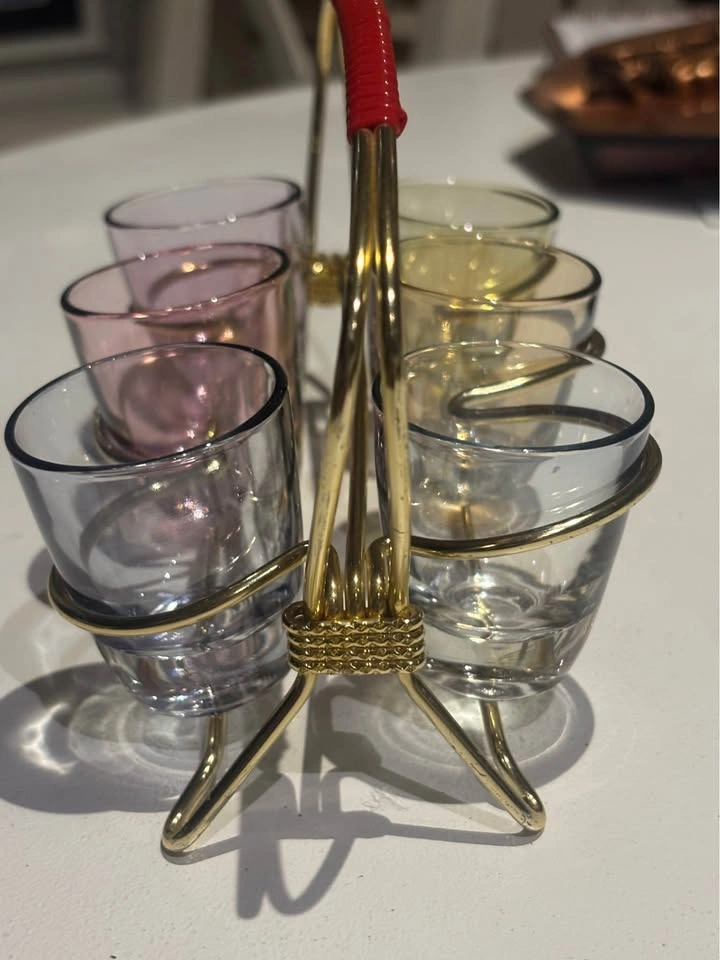 Vintage Shot Glass Set 1950s Rockabilly Retro Mid Century - photo 2