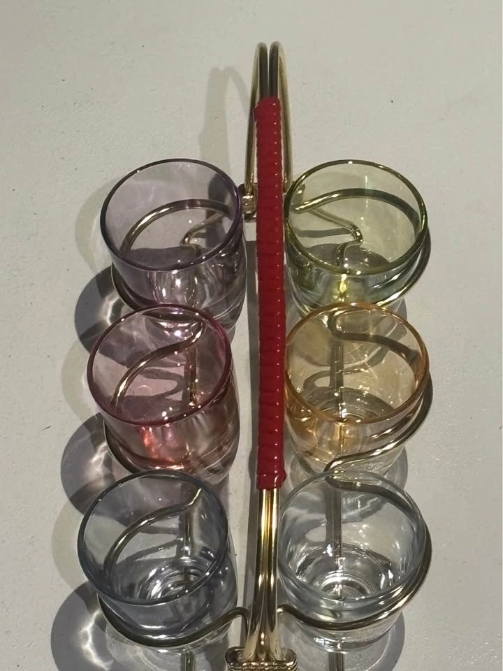 Vintage Shot Glass Set 1950s Rockabilly Retro Mid Century - photo 3