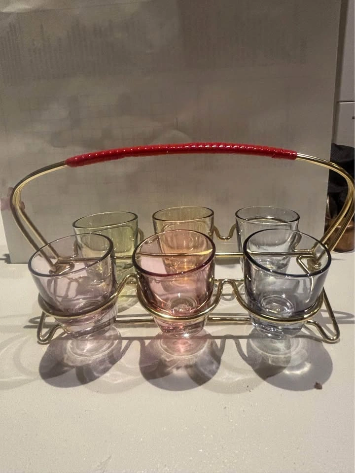 Vintage Shot Glass Set 1950s Rockabilly Retro Mid Century - photo 4