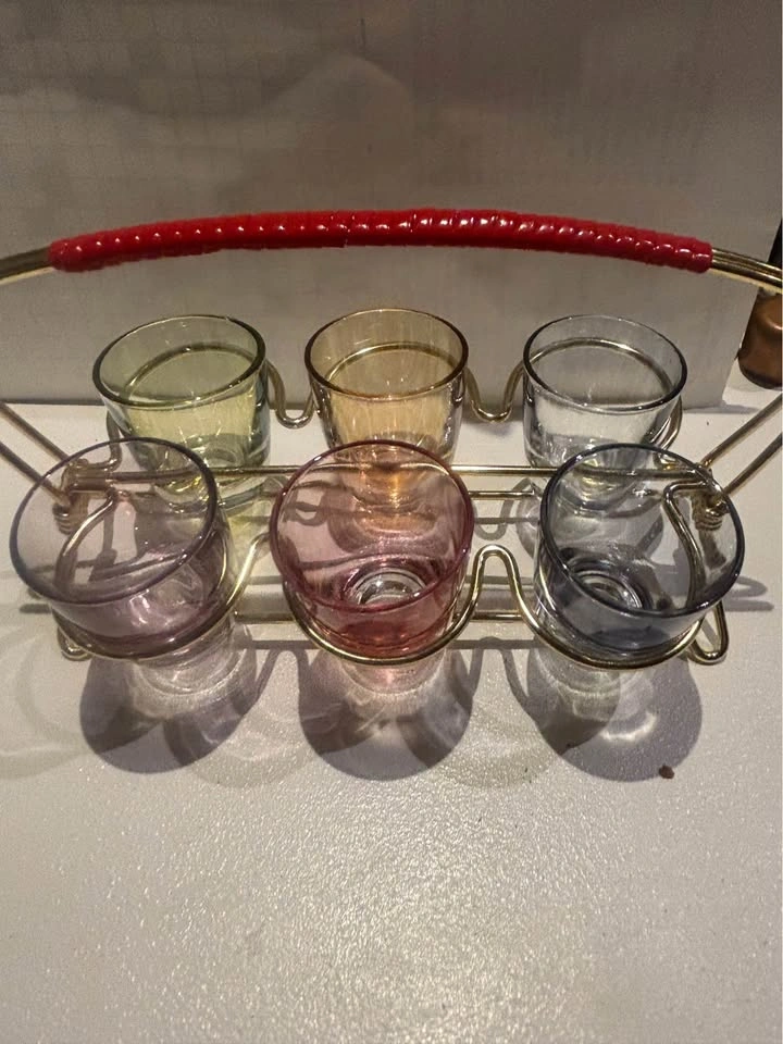 Vintage Shot Glass Set 1950s Rockabilly Retro Mid Century - photo 5
