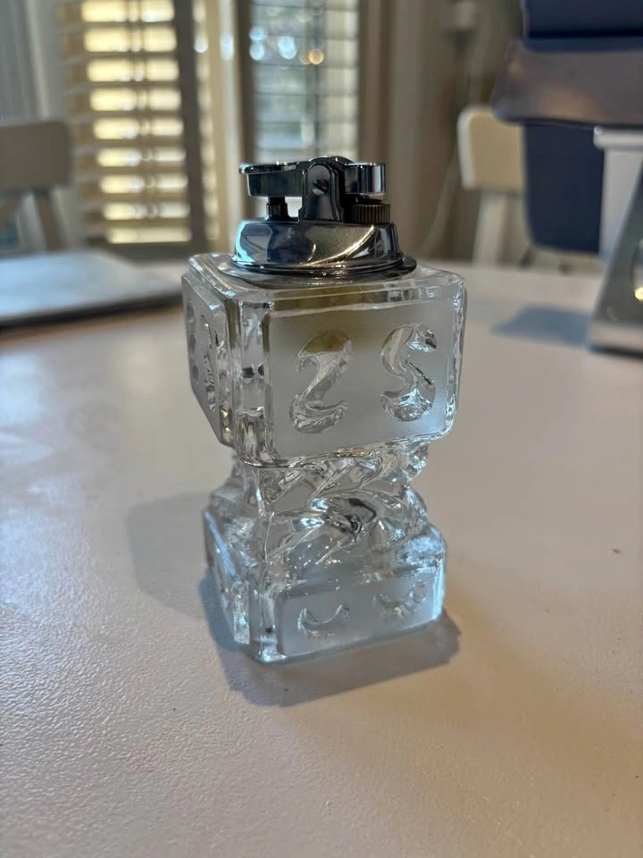 Vintage 1970s Murano Glass Ice Cube Table Lighter