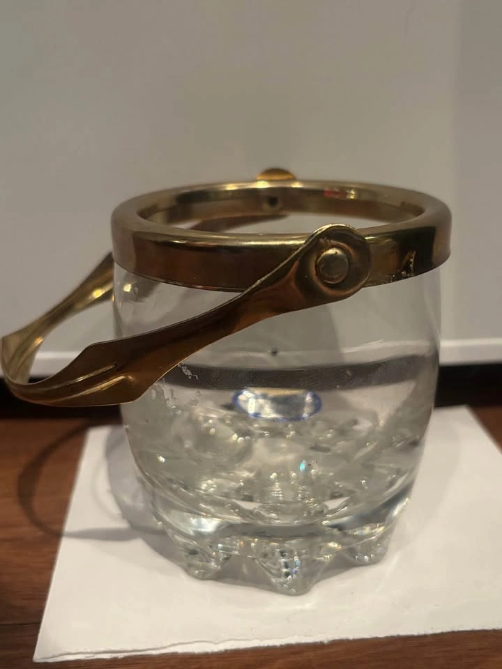 Vintage Italian Miniature Etched Glass with Gold Color rim - photo 3