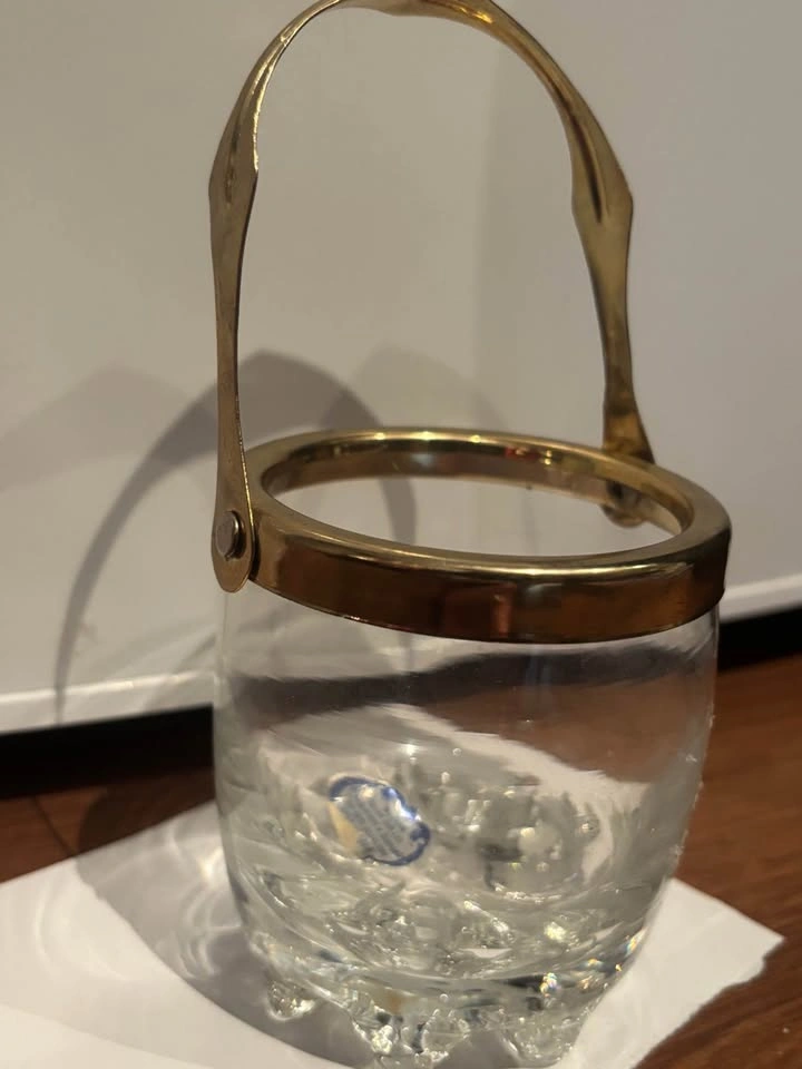 Vintage Italian Miniature Etched Glass with Gold Color rim - photo 4