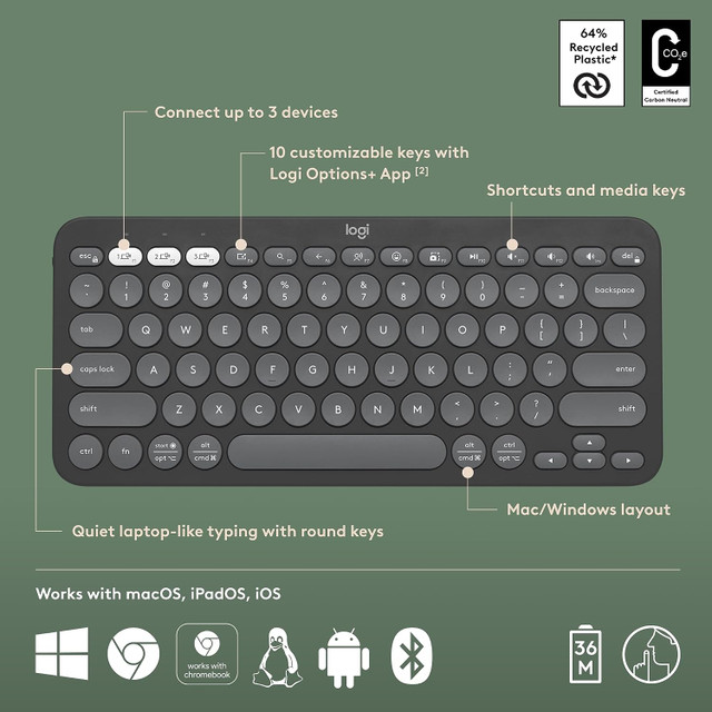 Logitech Pebble Keys 2 K380s Keyboard - photo 4