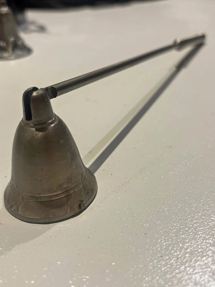 Vintage White Brass Candle Snuffer