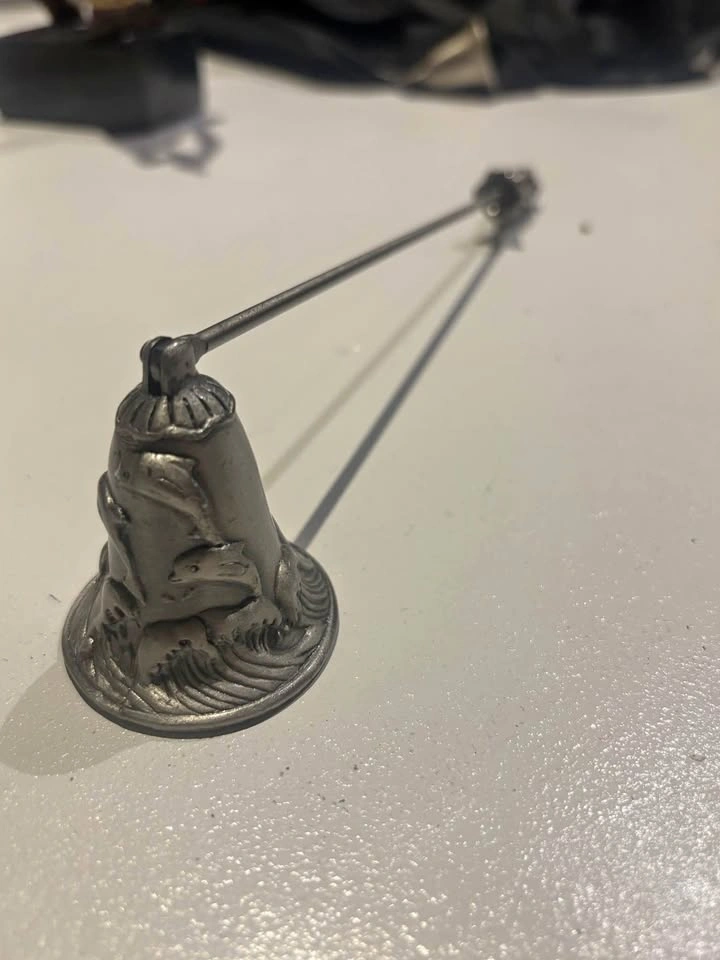 Engraved Dolphin Vintage Candle Snuffer Brass