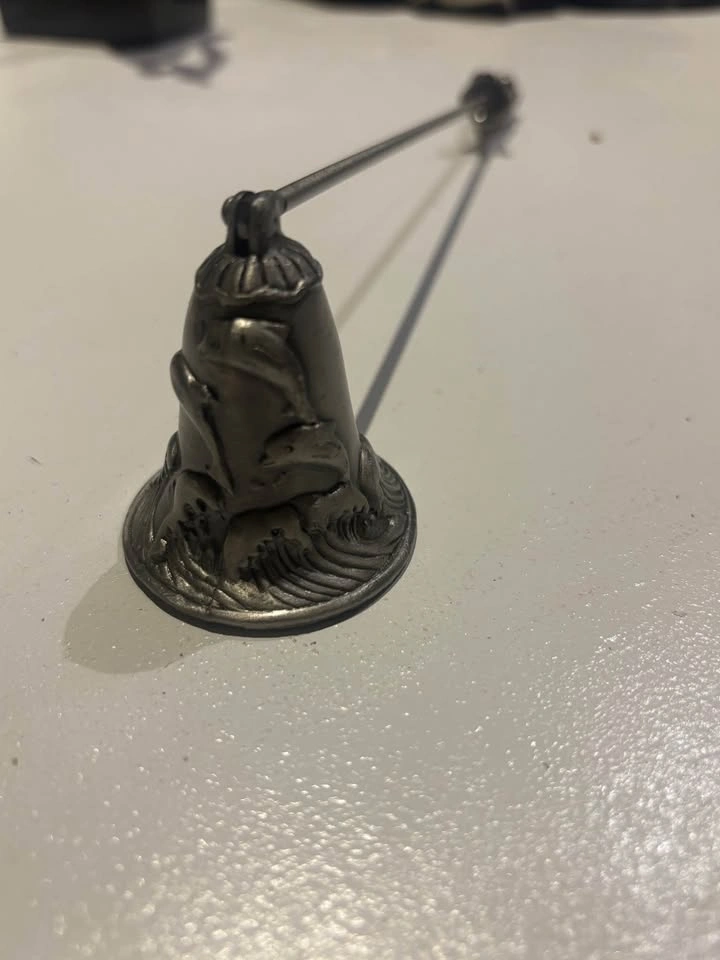 Engraved Dolphin Vintage Candle Snuffer Brass - photo 2