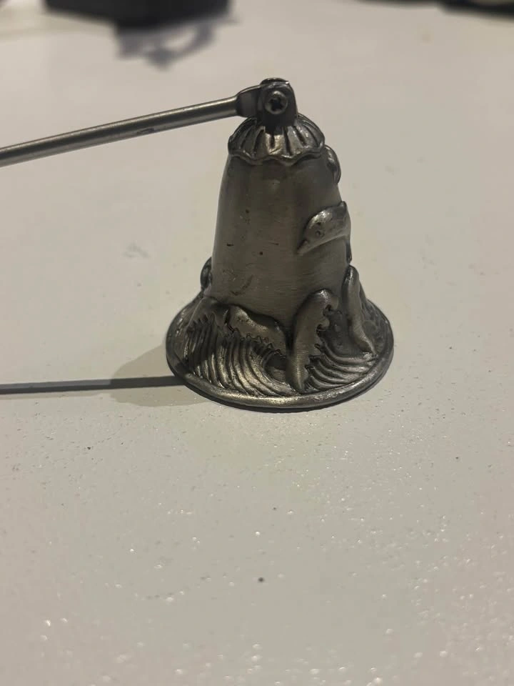 Engraved Dolphin Vintage Candle Snuffer Brass - photo 5