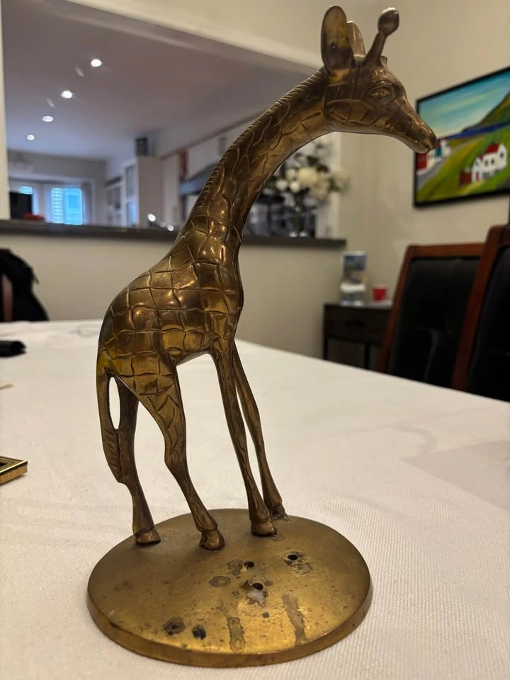 Antique Brass Giraffe Sculpture / 19th Century Brass Giraffe Sta - photo 2