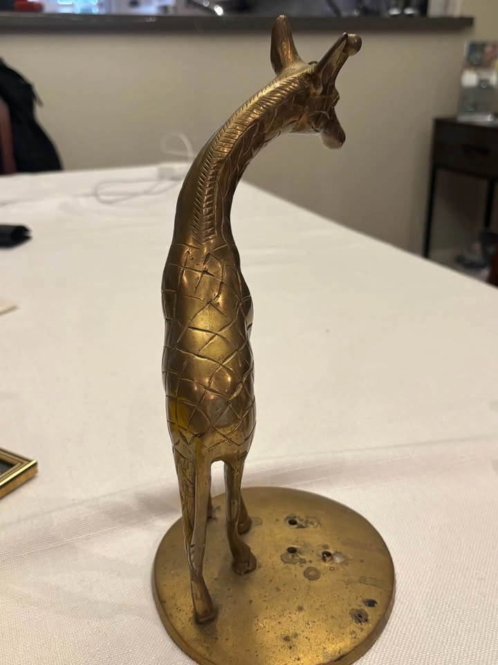 Antique Brass Giraffe Sculpture / 19th Century Brass Giraffe Sta - photo 3