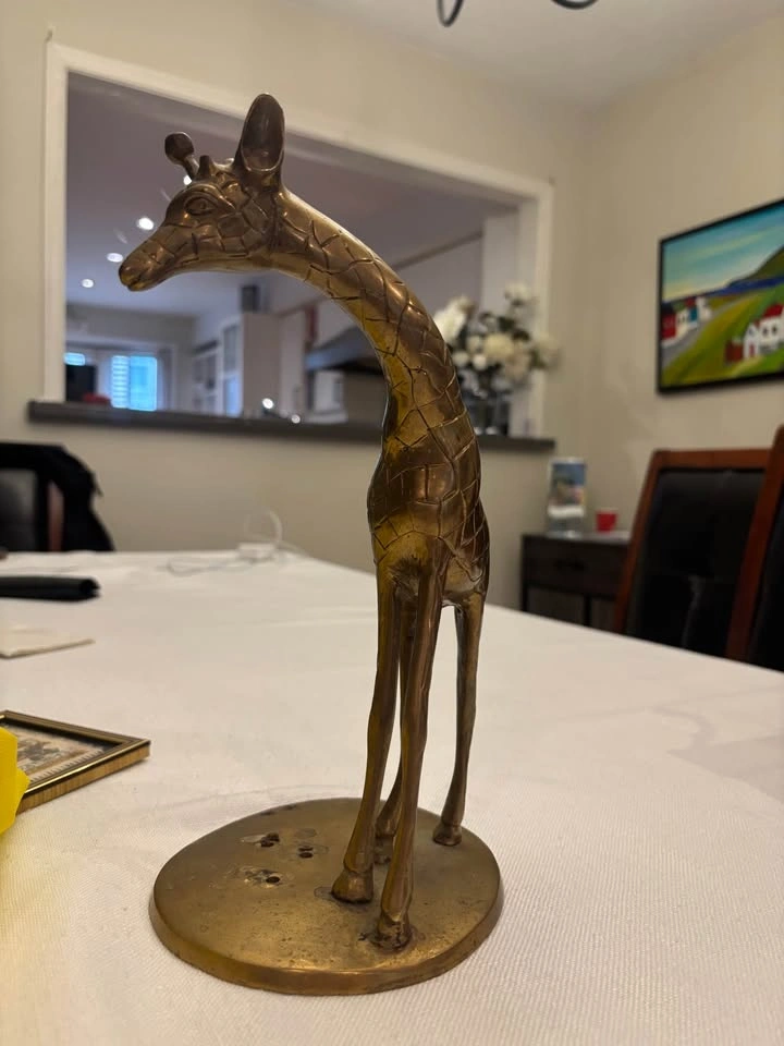 Antique Brass Giraffe Sculpture / 19th Century Brass Giraffe Sta - photo 4