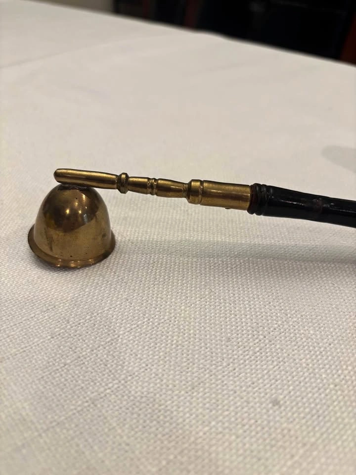 Vintage Long Wood + Brass Candle Snuffer/Doubter 1970s