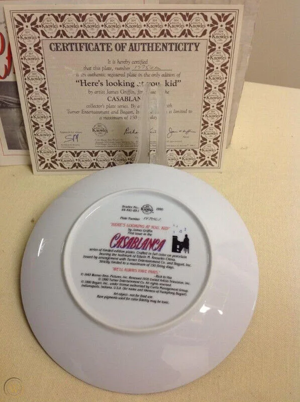 COLLECTOR PLATE - HERE'S LOOKING AT YOU KID (CASABLANCA) image indicator(2)