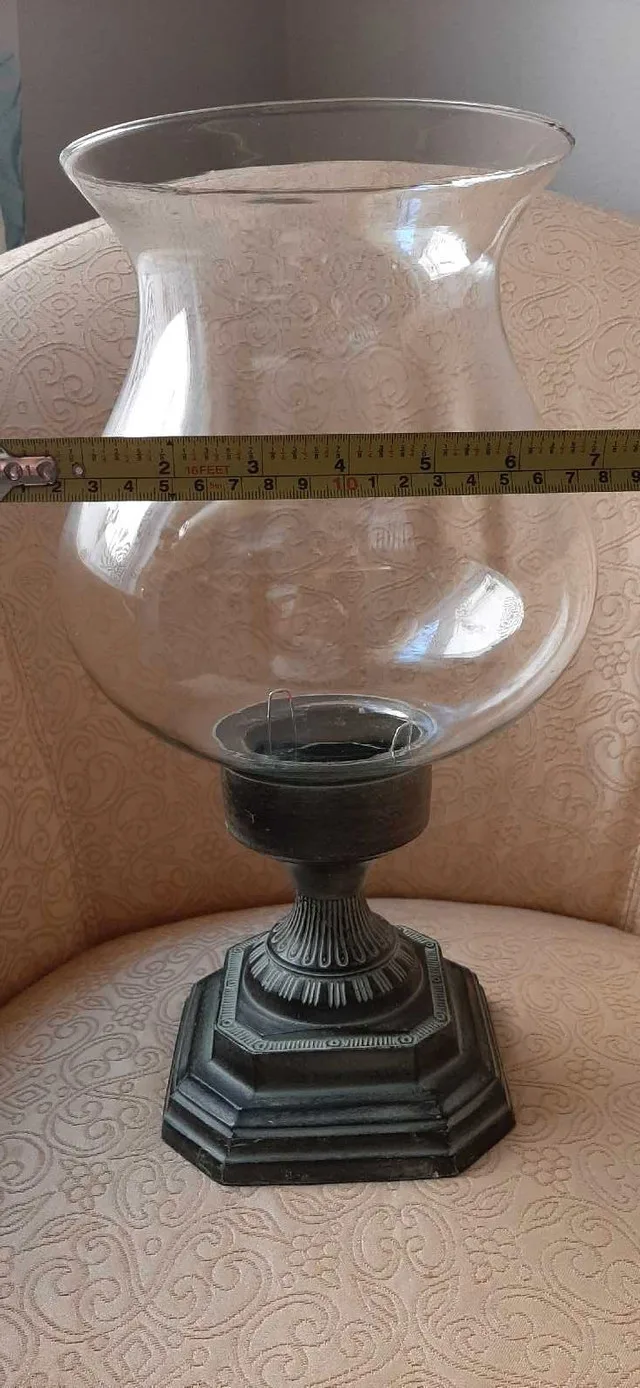 LAMP - Brass base w/glass vase candle holder lamp thumbnail