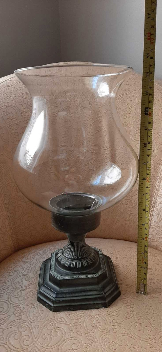 LAMP - Brass base w/glass vase candle holder lamp - photo 2