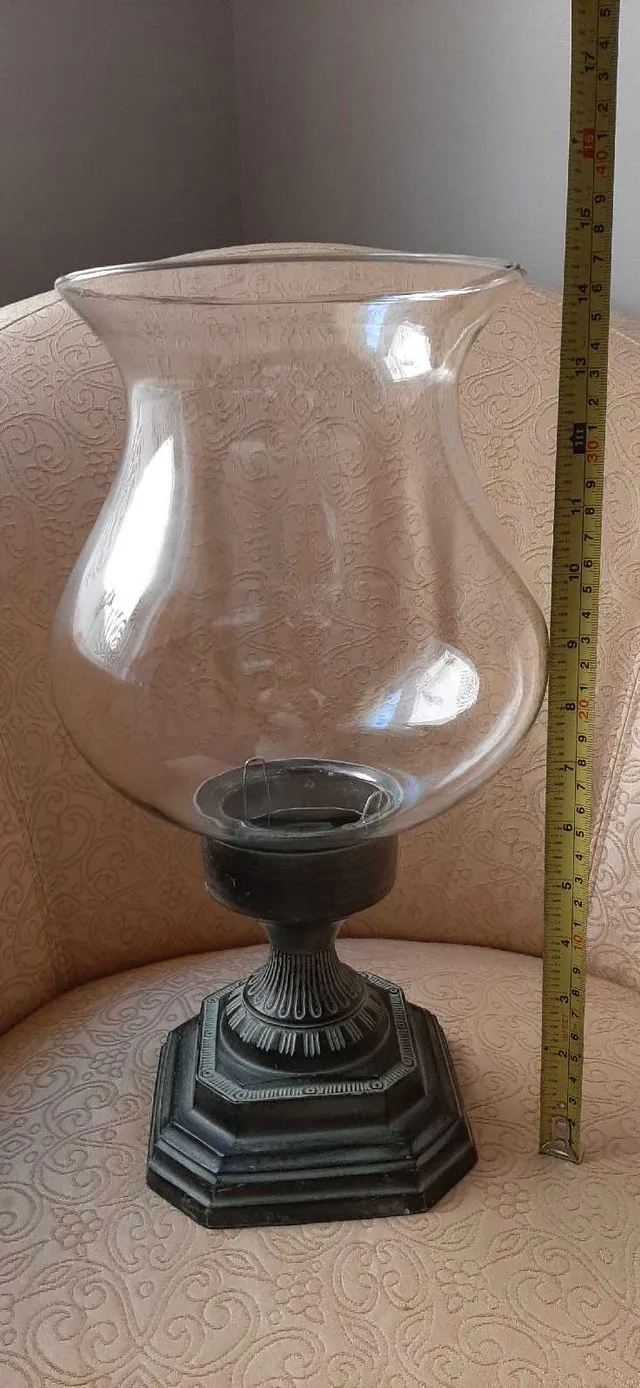 LAMP - Brass base w/glass vase candle holder lamp image indicator(2)
