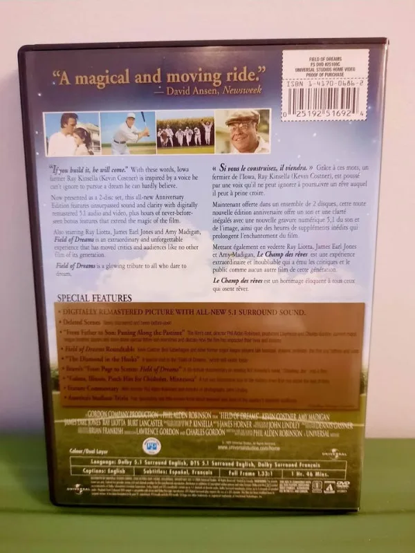 2 DISC DVD - FIELD OF DREAMS starring Kevin Costner image indicator(3)
