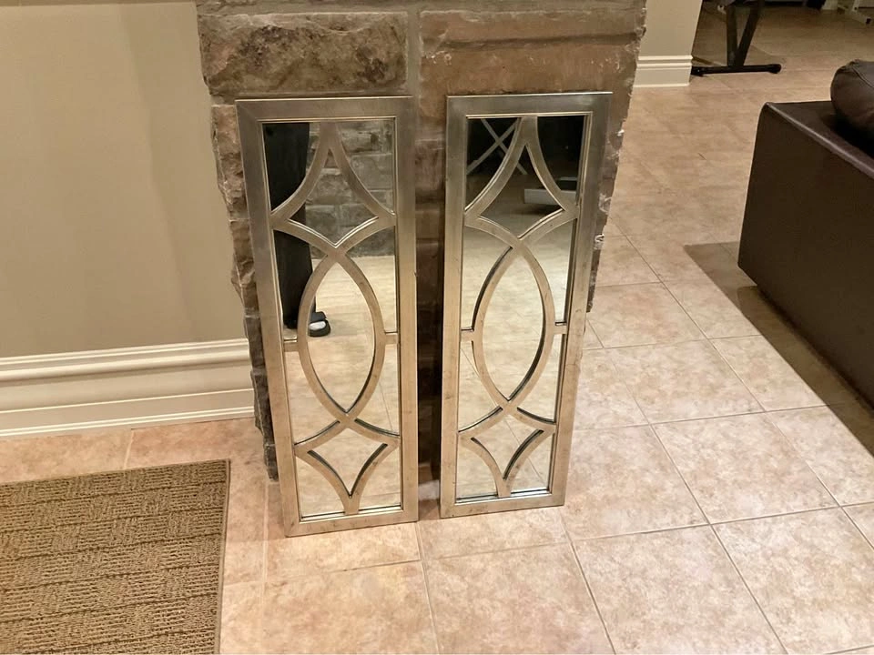 Mirrors PAIR Of Antiqued Silver Mirror