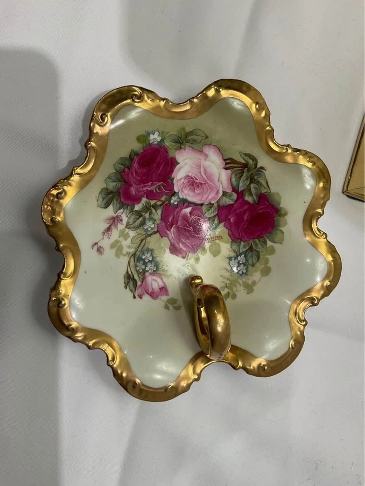 Trinket Dish Vintage Porcelain Hand Painted Made In Austria - photo 5