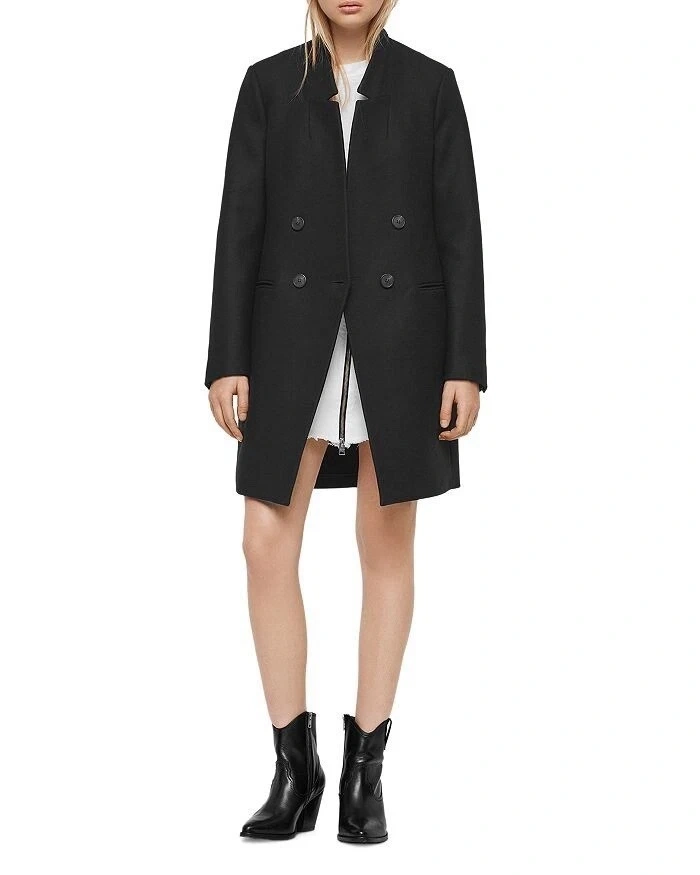 AllSaints Andrea Wool Cashmere Blend Coat - Black (US 2 / EU 34)