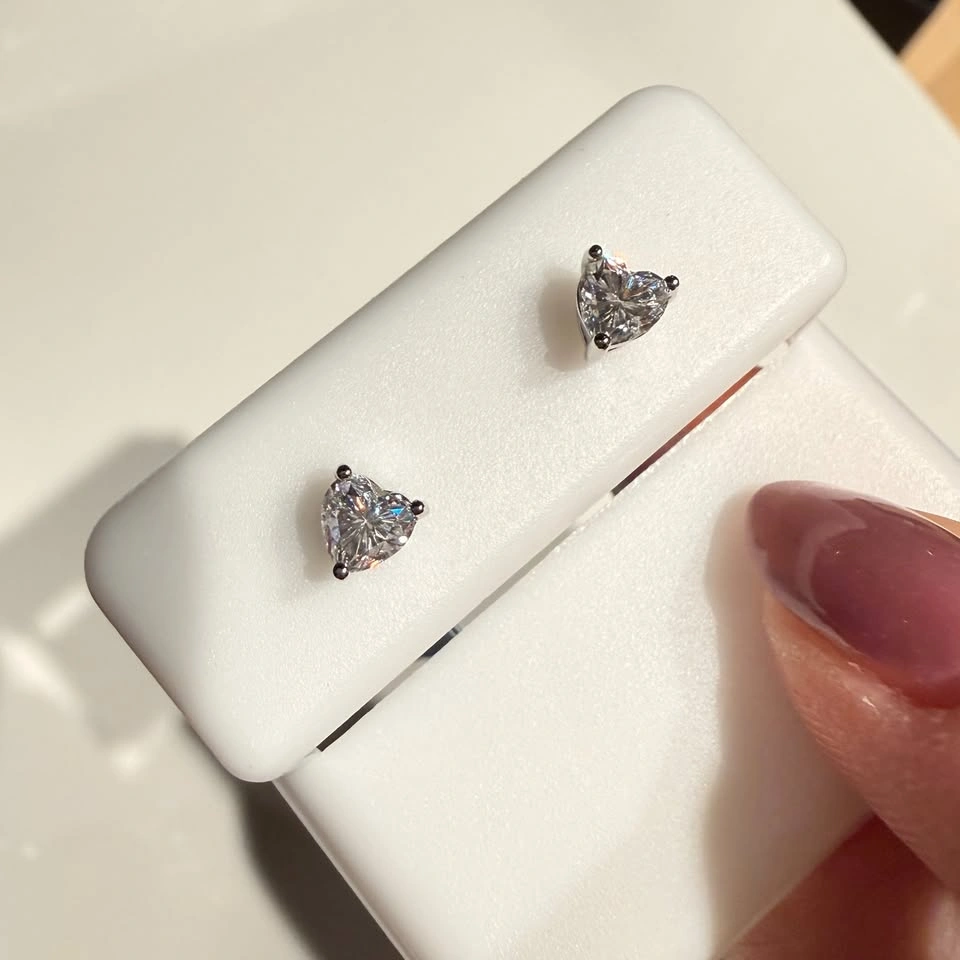 Heart Stud Earrings – Sterling Silver (0.60 CTW)