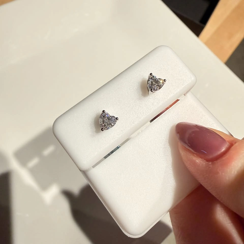 Heart Stud Earrings – Sterling Silver (0.60 CTW)