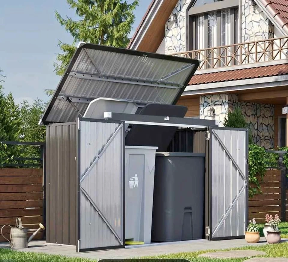 Nordivale Metal Storage Shed - Waterproof Outdoor Garbage Organi