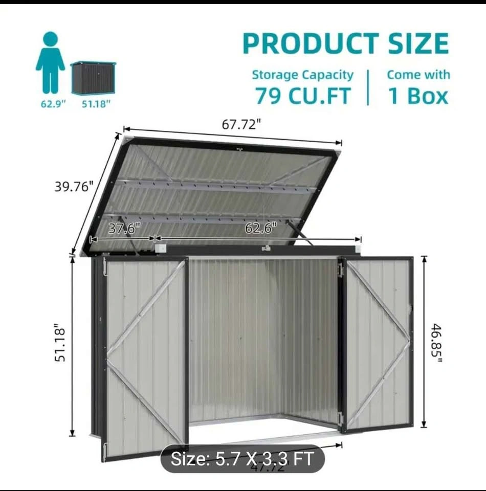 Nordivale Metal Storage Shed - Waterproof Outdoor Garbage Organi - photo 3