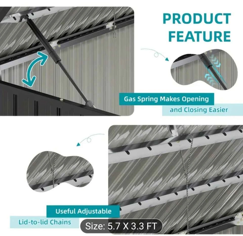 Nordivale Metal Storage Shed - Waterproof Outdoor Garbage Organi - photo 5