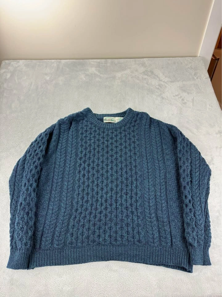 Aran Crafts Ireland Men's XL Blue Merino Wool Sweater - photo 4