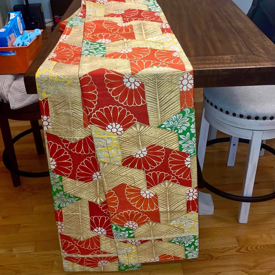 Vintage Japanese Silk Obi Table Runner