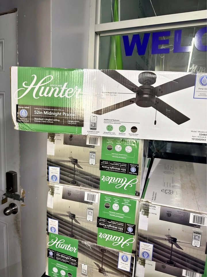 52 in. Indoor/Outdoor Matte Black Ceiling Fan