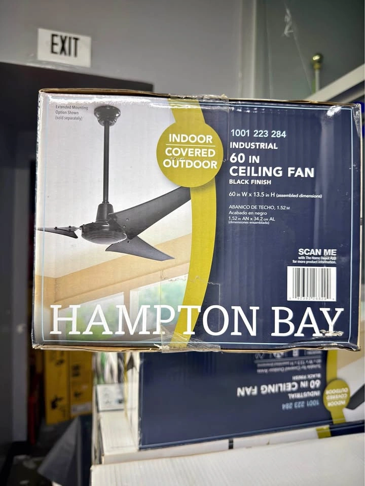 Industrial 60 in. Indoor/Outdoor Black Ceiling Fan