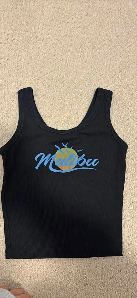 Obsessive Love Malibu Ribbed Tank Top XS Black