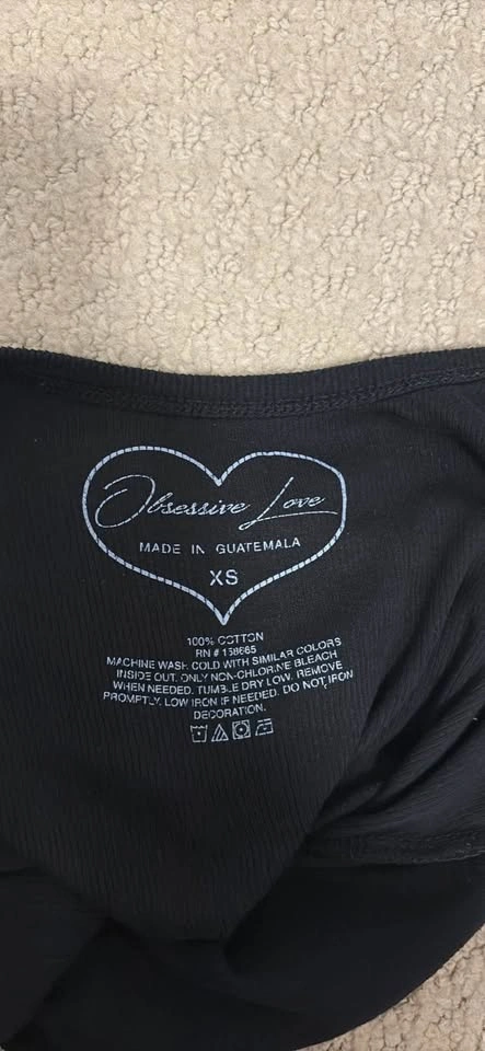 Obsessive Love Malibu Ribbed Tank Top XS Black - photo 3