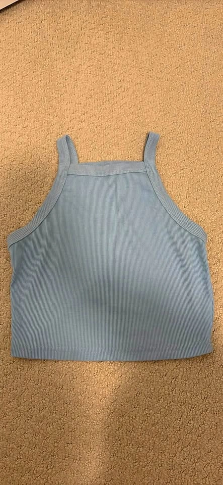 SHEIN Light Blue Ribbed Crop Top XS
