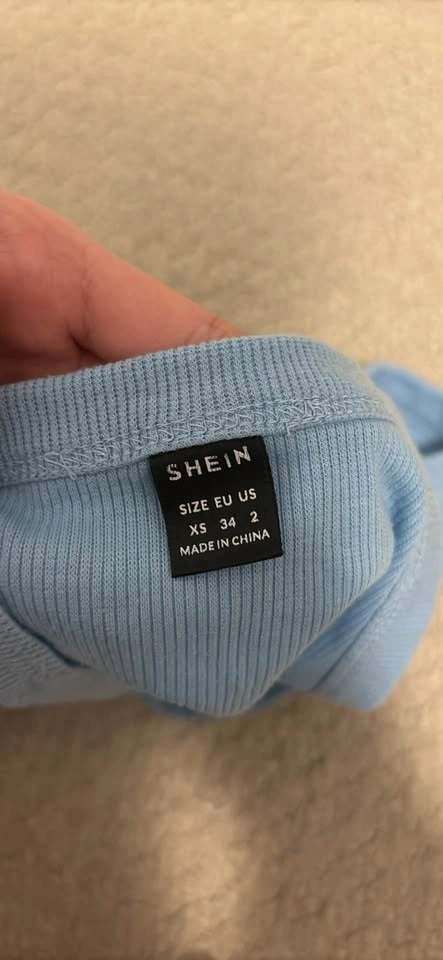 SHEIN Light Blue Ribbed Crop Top XS - photo 3
