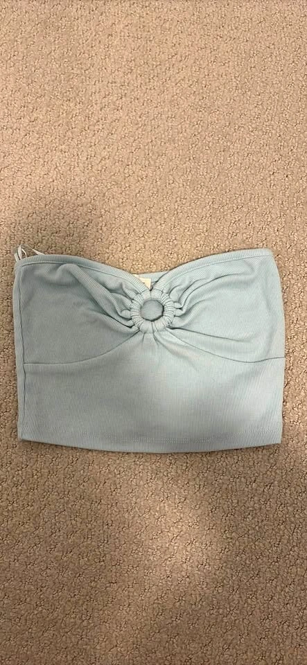 Aéropostale Light Blue Ribbed Tube Top with Ring Detail Size sma