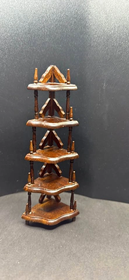 Dollhouse 1:12 Corner Whatnot Shelf Wood Vintage