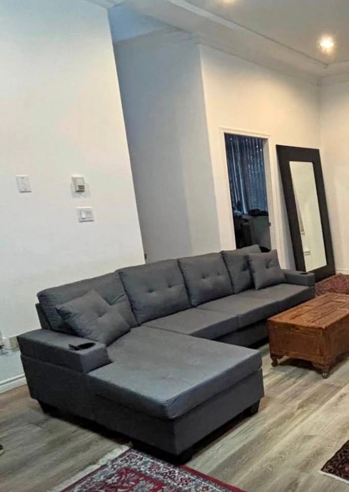 Brand New Linen Sectional Grey Sofa L-shape 4 seater