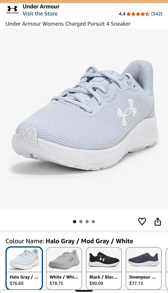 Under Armour Womens Charged Pursuit 4 Sneaker - New, Size 6