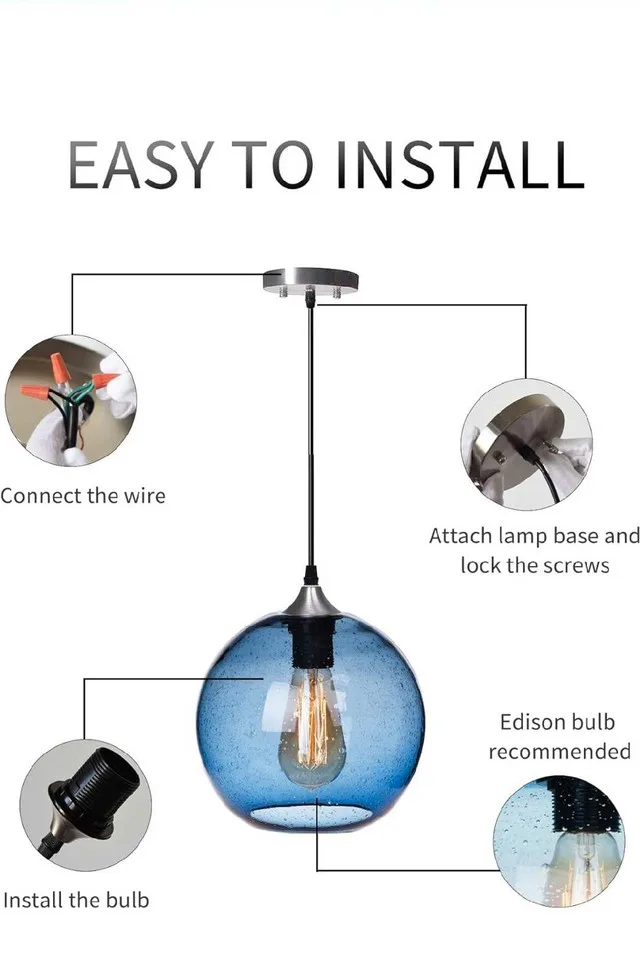 Luxury Pendant blue glass lights - 2 Lights image indicator(3)