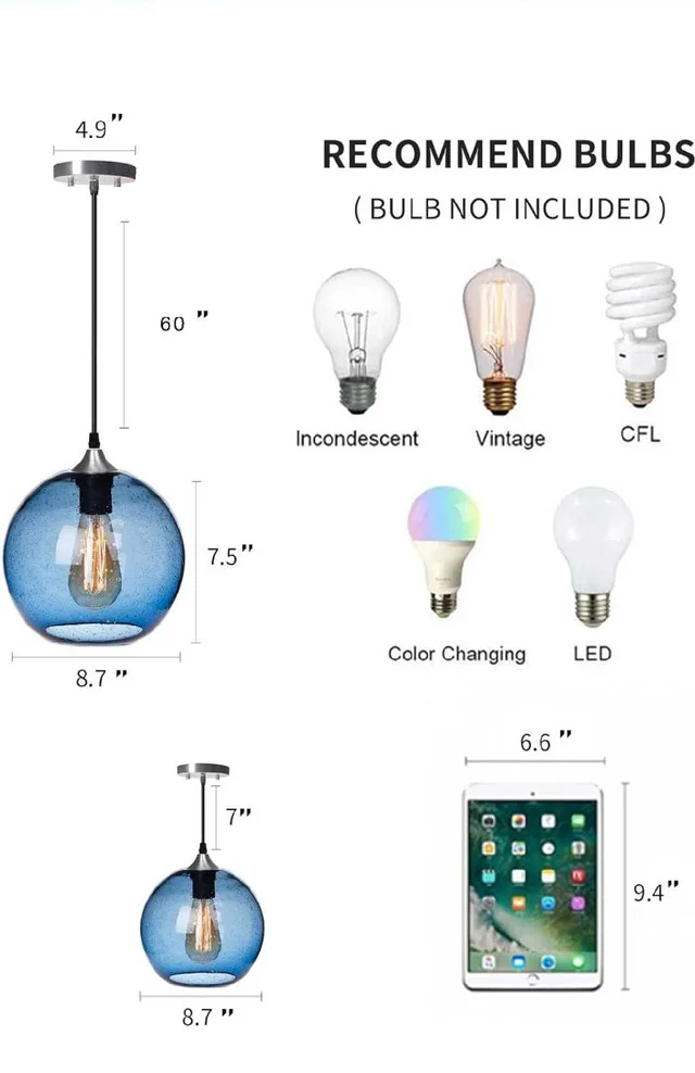 Luxury Pendant blue glass lights - 2 Lights image indicator(4)