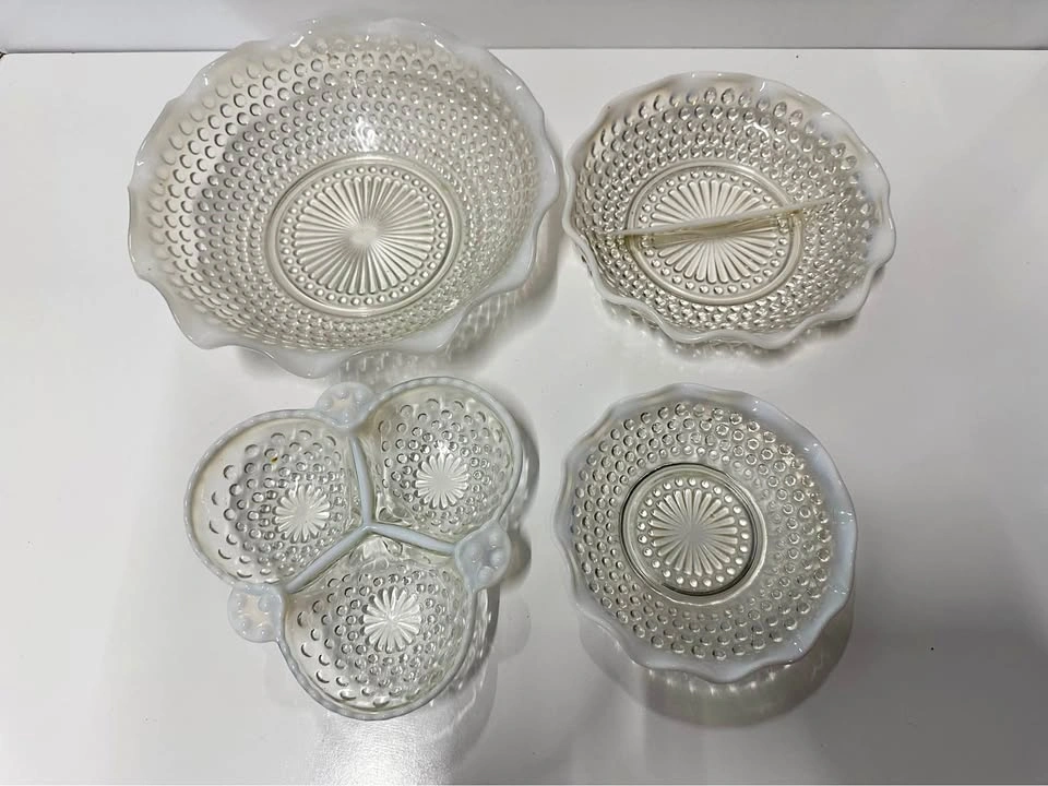 Vintage Milk Glass Serving Set – $25