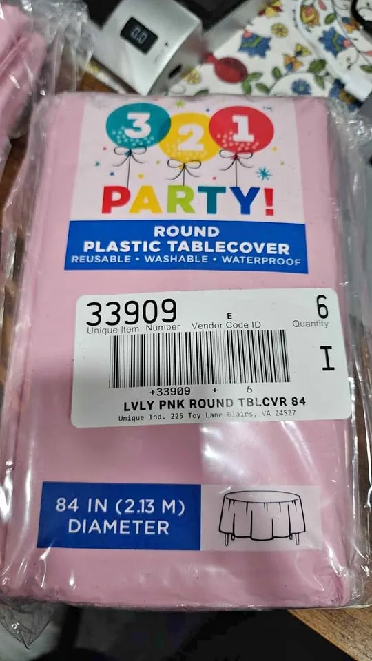 6 Round Plastic TableCover 84 IN thumbnail