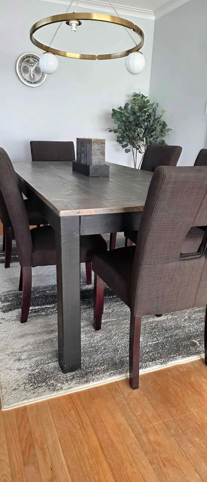 6 Dark Upholstered Dining Chairs with Square Cutout Back - photo 2