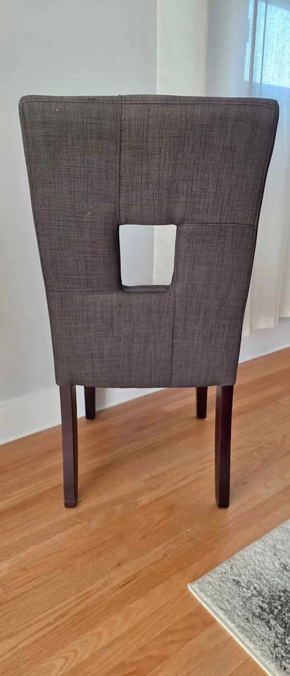 6 Dark Upholstered Dining Chairs with Square Cutout Back - photo 3